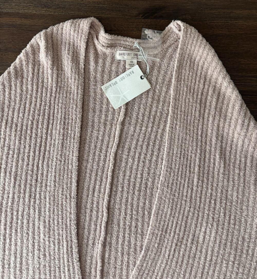 Barefoot Dreams Cardigan Pink Womens Plus 1X CozyChic Lite Faded Rose NWT